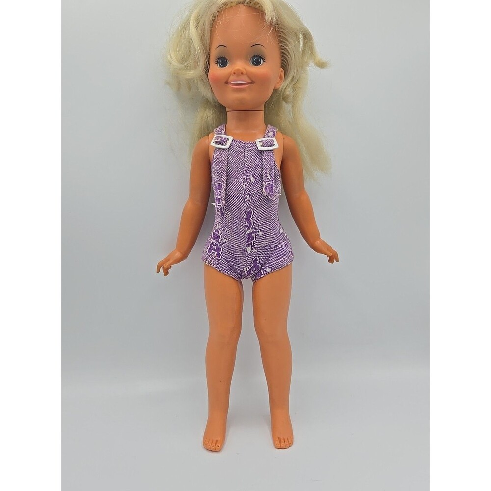 Vintage 1971 Ideal Dina Doll with Original Purple Outfit Hair Grows Pre-owned